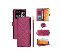 Coque pour Cubot P90 Etui Portefeuille pour Téléphone Portable en Cuir PU Souple avec Fermeture Magnétique Bandoulière Longue et Porte-cartes Rouge