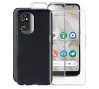 Coque pour Doro 8100 (6,1") Cover + Verre Trempé, WXPPJ Bumper Case Transparente + Noir Silicone TPU Housse Etui et Protection Ecran pour Doro 8100-2 Pack