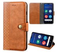 Coque pour Doro 8200/8100/8100 Plus,TPU Antichoc Interne et Premium Flip PU Étui de Protection avec Emplacements Cartes-Brun