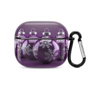 Coque pour écouteurs Bluetooth avec boule de Noël violette - Protection intégrale contre les chocs - Coque rigide avec chargeur sans fil avec porte-clés - Cadeau personnalisé pour AirPods 3
