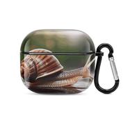 Coque pour écouteurs Bluetooth avec photo d'escargot - Protection intégrale contre les chocs - Coque rigide - Prend en charge le chargement sans fil avec porte-clés - Cadeau personnalisé pour AirPods