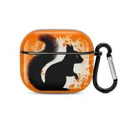 Coque pour écouteurs Bluetooth avec silhouette d'écureuil mignon - Coque de protection intégrale antichoc - Coque rigide - Prend en charge le chargement sans fil avec porte-clés - Cadeau personnalisé