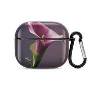 Coque pour écouteurs Bluetooth Calla Lily violette - Protection intégrale contre les chocs - Coque rigide avec chargeur sans fil avec porte-clés - Cadeau personnalisé pour AirPods 3