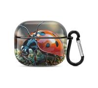 Coque pour écouteurs Bluetooth Coccinelle rouge - Protection intégrale contre les chocs - Coque rigide avec chargeur sans fil avec porte-clés - Cadeau personnalisé pour AirPods 3