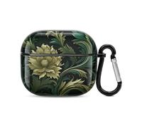 Coque pour écouteurs Bluetooth de style vert foncé et vert, protection intégrale contre les chocs, coque rigide pour le chargement sans fil avec porte-clés, cadeau personnalisé pour AirPods 3