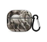 Coque pour écouteurs Bluetooth Horse in The Street - Protection intégrale contre les chocs - Coque rigide - Prend en charge le chargement sans fil avec porte-clés - Cadeau personnalisé pour AirPods 3