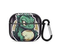 Coque pour écouteurs Bluetooth Little Green Dragon Egg - Protection intégrale contre les chocs - Coque rigide - Prend en charge le chargement sans fil avec porte-clés - Cadeau personnalisé pour