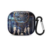 Coque pour écouteurs Bluetooth motif attrape-rêves fantaisie blanc - Protection intégrale contre les chocs - Coque rigide avec chargeur sans fil avec porte-clés - Cadeau personnalisé pour AirPods 3