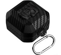 Coque pour écouteurs Galaxy 4 Pro Motif tête de mort Noir | Art 3D unique, amortit les chocs pour TPU, mousqueton, s'adapte à un sac, noir, argent, or
