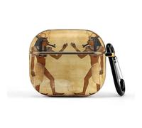 Coque pour écouteurs sans fil égyptiens antiques ultra légers pour écouteurs de 3e génération - Coque de protection complète contre les chutes avec porte-clés - Jolie coque rigide de protection LED
