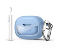 Coque pour écouteurs - SURITCH - JBL Wave Beam 2 / Wave Beam / Wave 200TWS - Bleu clair - Mousqueton - Kit nettoyage