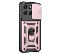 Coque pour Motorola Edge 70 Fusion avec Bague Support et Cache Caméra Coulissant Rose champagne