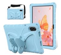 Coque pour enfants compatible avec Honor Pad X8a 11" sortie en 2024, coque de protection légère et résistante aux chocs en EVA avec bandoulière - Motif papillon mignon - Bleu clair