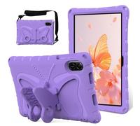 Coque pour enfants compatible avec Honor Pad X8a 11" sortie en 2024, coque de protection légère et résistante aux chocs en EVA avec bandoulière - Motif papillon mignon - Violet