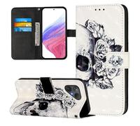 Coque pour Fairphone 5, 3D en Cuir PU Étui Portefeuille à Rabat Housse Cover avec Porte Cartes Fermeture Magnétique Etui de Protection pour Fairphone 5, Crâne