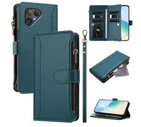 Coque pour Fairphone 5, Fermeture éclair Case Portefeuille en Cuir PU avec Cover en TPU, Étui Multifonctionnel 9 Porte-Cartes Housse pour Fairphone 5, Vert