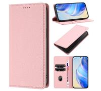 Coque pour Fairphone 6, Housse Etui en Cuir Motif Litchi PU Portefeuille, RFID Blocage, Béquille, Fentes pour Cartes, Protection Coque pour Fairphone 6, Rose