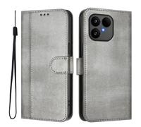 Coque pour Fairphone 6 Housse Etui en PU Cuir Portefeuille avec Porte Carte à Rabat Clapet Housse Protection Flip Case Magnétique Étui pour Fairphone 6, Gris