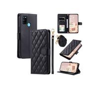 Coque pour FOXDOCK Realme 7i/C17 Protection magnétique Souple en cuir PU Flip Slim Cover avec longue sangle Compatible avec Realme 7i/C17-Noir