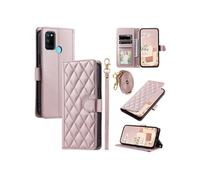 Coque pour FOXDOCK Realme 7i/C17 Protection magnétique Souple en cuir PU Flip Slim Cover avec longue sangle Compatible avec Realme 7i/C17-Rose