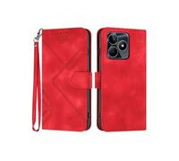 Coque pour FOXDOCK Realme C53 Etui de téléphone Pu avec fente de carte-Rouge
