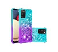 Coque pour FOXDOCK Samsung Galaxy A02S à paillettes liquides effet fluide et scintillant compatible avec Samsung Galaxy A02S-Bleu Violet