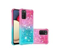 Coque pour FOXDOCK Samsung Galaxy A02S à paillettes liquides effet fluide et scintillant compatible avec Samsung Galaxy A02S-Rose Bleu