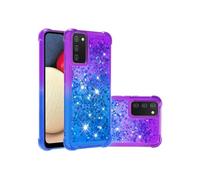 Coque pour FOXDOCK Samsung Galaxy A02S à paillettes liquides effet fluide et scintillant compatible avec Samsung Galaxy A02S-Violet Bleu
