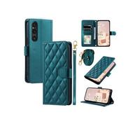 Coque pour FOXDOCK Sony Xperia 1V Protection magnétique Souple en cuir PU Flip Slim Cover avec longue sangle Compatible avec Sony Xperia 1V-Vert