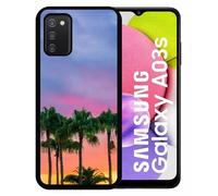 Coque Pour Galaxy A03s - Palmiers Los Angeles - Silicone - Noir