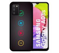 Coque Pour Galaxy A03s - Rebus I Love Windows And Phone - Silicone - Noir