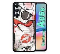 Coque Pour Galaxy A05s - Motif Girly Fond Blanc - Silicone - Noir