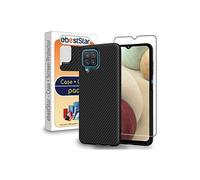 ebestStar - Coque pour Samsung Galaxy A12 SM-A125F, Etui Protection Motif Carbone, Antichoc Souple TPU, Noir + Verre Trempé