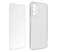 Coque pour Galaxy A13 4G Silicone Souple Film Verre Trempé 9H transparent