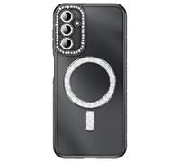 Coque pour Galaxy A14 4G / 5G Compatible MagSafe avec Contour à Strass Noir