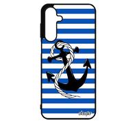 Coque pour galaxy A16 4G 5G silicone ancre marine noeud marin chaine ray¿ bleu design marini¿re housse corde rigide de bateau case pour Samsung