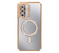 Coque pour Galaxy A17 Compatible MagSafe avec Contour Strassé Dorée