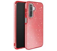 Avizar Coque pour Galaxy A17 Conception Bi-Matière et Finition Pailletée Rouge
