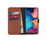 Selencia Selencia Étui portefeuille en cuir véritable Samsung Galaxy A20e Marron clair Brun clair