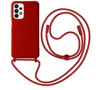 Coque pour Galaxy A23 5G / M23 5G Semi-Rigide Soft-Touch avec Cordon Tour de Cou Rouge
