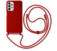 Coque pour Galaxy A23 5G / M23 5G Semi-Rigide Soft-Touch avec Cordon Tour de Cou Rouge