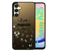 Coque Pour Galaxy A25 - Je Suis Parfaite Ou Presque Fond Diamant - Silicone - Noir