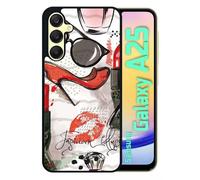 Coque Pour Galaxy A25 - Motif Girly Fond Blanc - Silicone - Noir