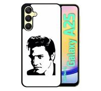 Coque Pour Galaxy A25 - Portrait Elvis Presley - Silicone - Noir