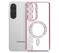 Coque pour Galaxy A27 Compatible MagSafe avec Contour Strassé Rose