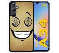 Coque Pour Galaxy A34 - Smiley Cupide Dollars - Silicone - Noir