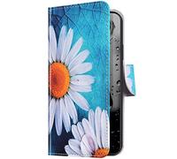Coque pour Galaxy A50,Etui Galaxy A50 Peint Coloré Motif Housse en Cuir PU Coque à Rabat Pochette Portefeuille Flip Wallet Case Support Etui de Protection Galaxy A50,Fleur Blanc