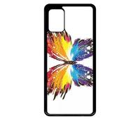 Coque Pour Galaxy A51 - Papillon Multicolor - Noir