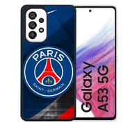 Coque pour galaxy a53 5g - psg paris saint germain metalise - silicone - noir