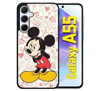 Coque Pour Galaxy A55 - Disney Mickey Love - Silicone - Noir